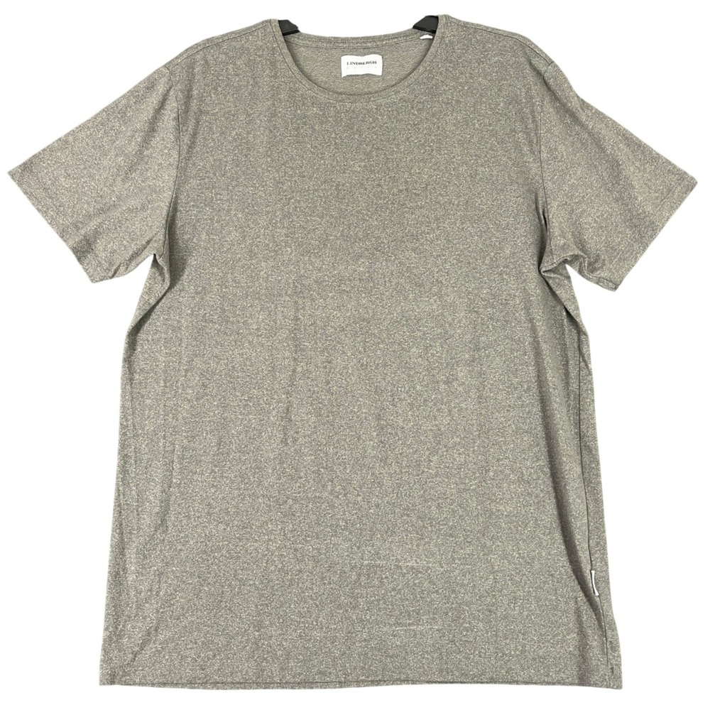 Lindbergh White Slim Fit Basic Tee XL Mens Short Sleeve Crew Neck Heathered Gray